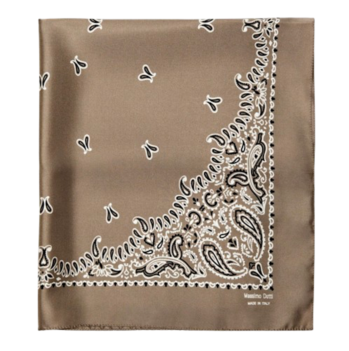 Pañuelo estampado en beige de Massimo Dutti, para adornar la cintura