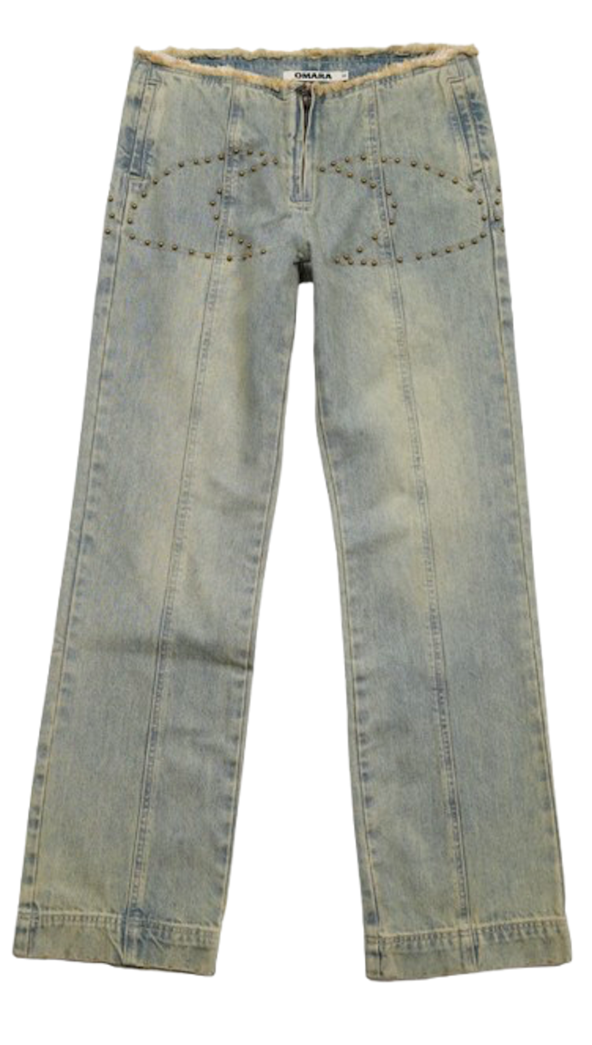 Vaqueros de tiro bajo y tachuelas de Omara. Precio: 89 €