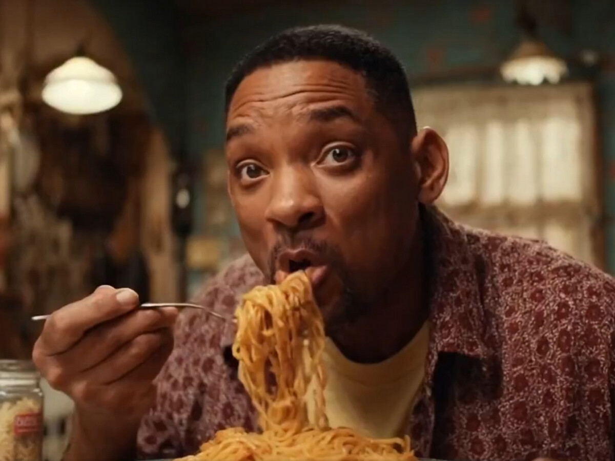 Will Smith generado con inteligencia artificial: imagen viral del actor comiendo espaguetis, utilizada como ejemplo de los avances y las posibilidades de la IA generativa en vídeo